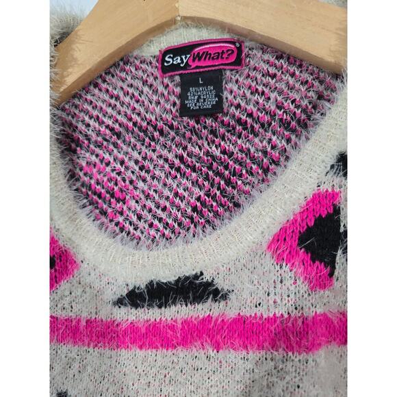 Say What? Women’s Shaggy Knit Sweater Aztec Print - Large - Picture 6 of 8